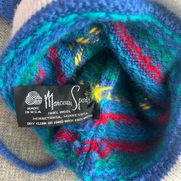 Vintage Marceau Sports 100% Wool Beanie Hat Pompom Blue - Picture 5 of 10